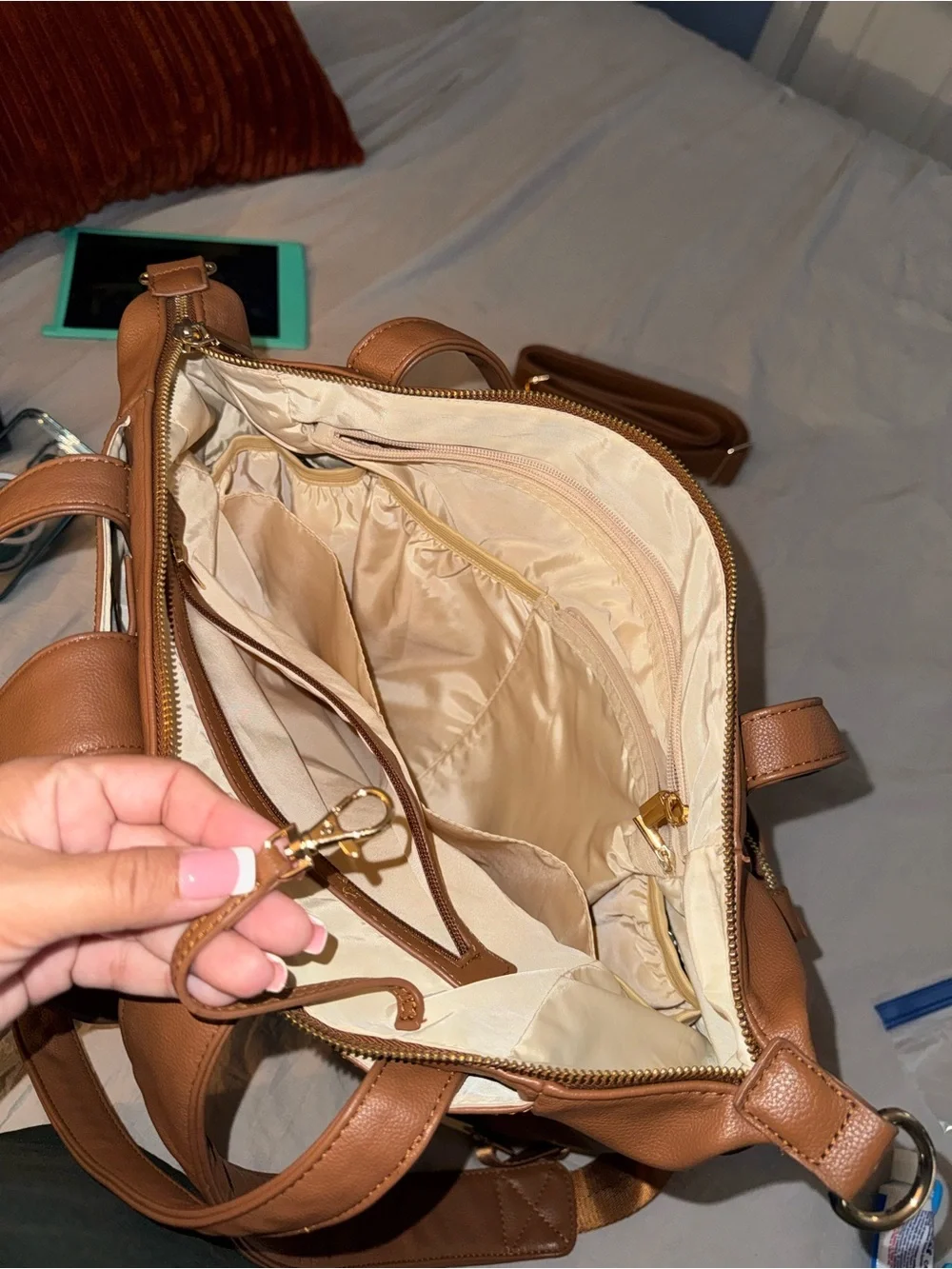 Tan Vegan Leather Tote Bag